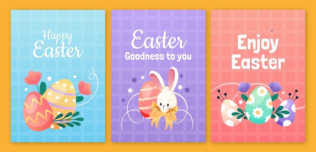 Gradient easter celebration greeting cards collection