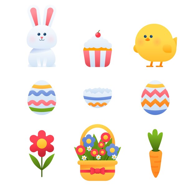 Gradient easter cliparts collection