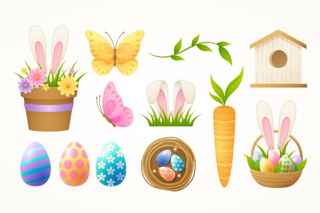 Gradient easter cliparts collection