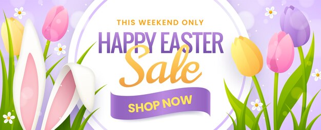 Gradient easter sale horizontal banner template