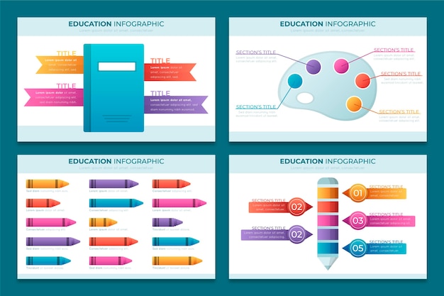 Free vector gradient education infographics