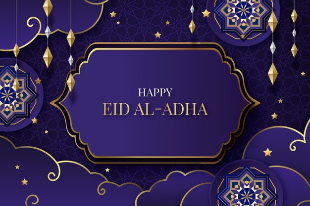 Gradient eid al-adha background with lanterns