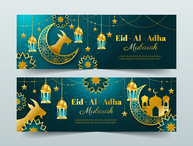 Gradient eid al-adha horizontal banner