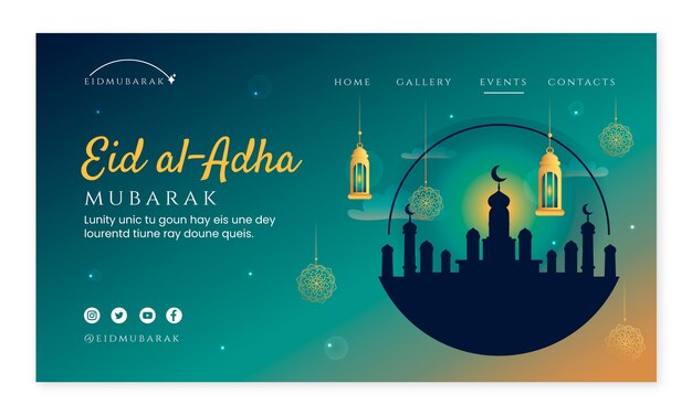 Gradient eid al-adha landing page template