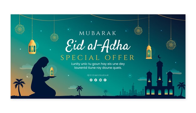 Gradient eid al-adha sale banner