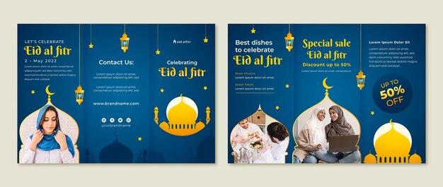 Gradient eid al-fitr brochure template