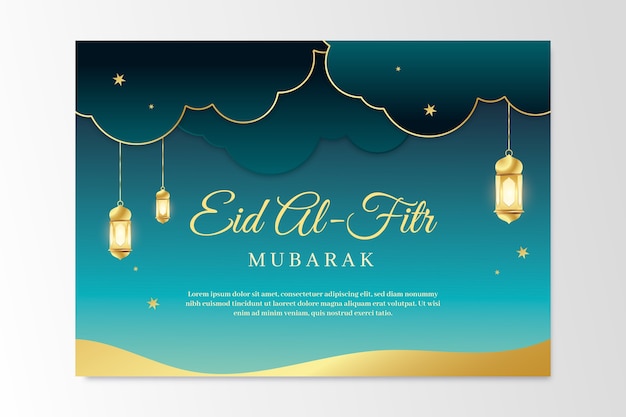 Gradient eid al-fitr greeting card template