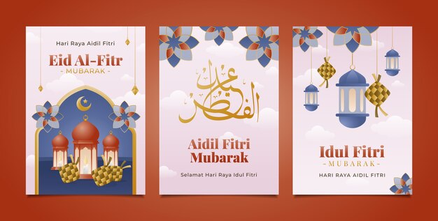 Gradient eid al-fitr greeting card template