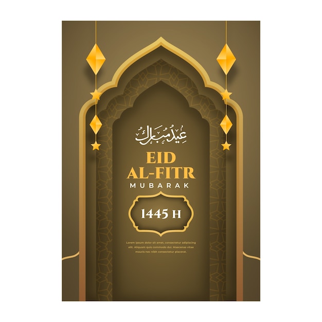 Gradient eid al-fitr greeting card template