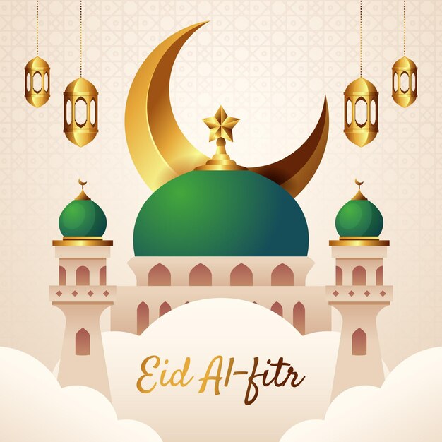 Gradient eid al-fitr hari raya aidilfitri illustration