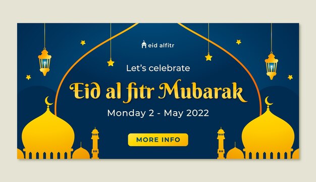 Gradient eid al-fitr horizontal banner template