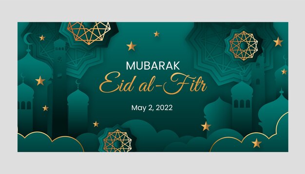 Gradient eid al-fitr horizontal banner template