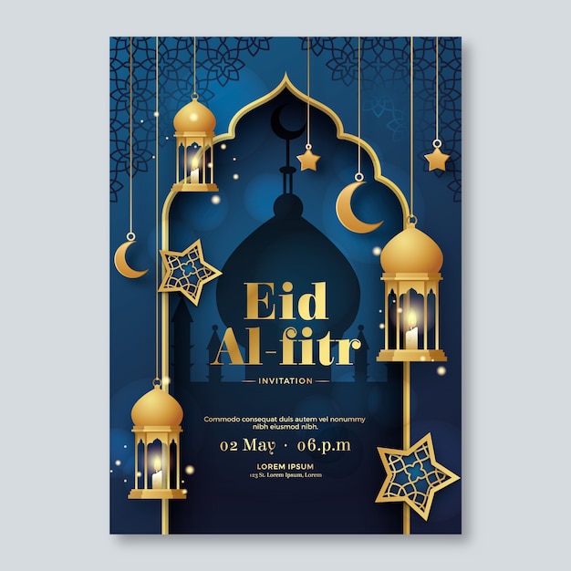 Gradient eid al-fitr invitation template