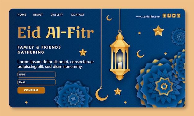 Free Vector gradient eid al-fitr landing page template