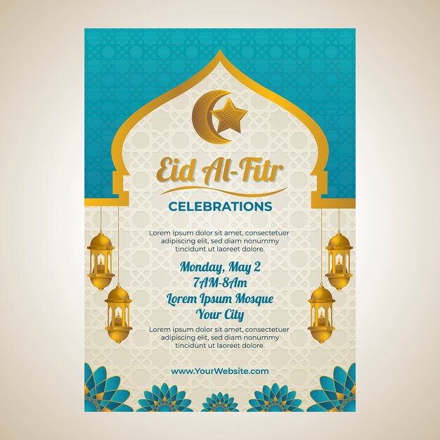 Gradient eid al-fitr poster template