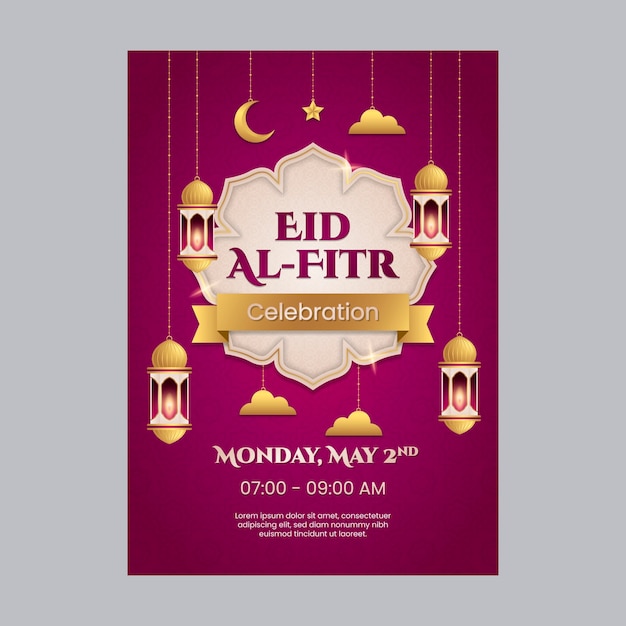 Free vector gradient eid al-fitr poster template