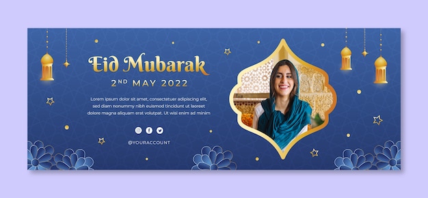 Gradient eid al-fitr social media cover template