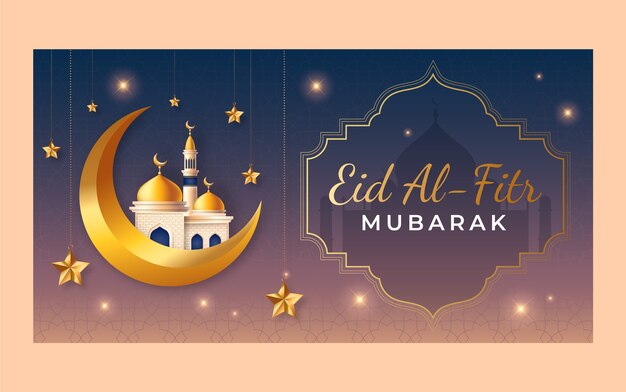 Gradient eid al-fitr social media post template