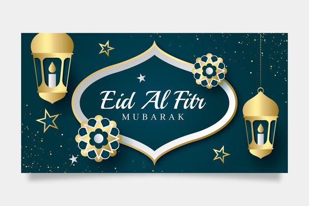 Gradient eid al-fitr social media post template