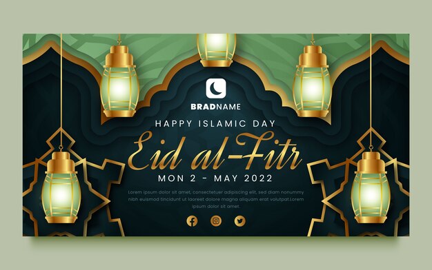 Gradient eid al-fitr social media post template