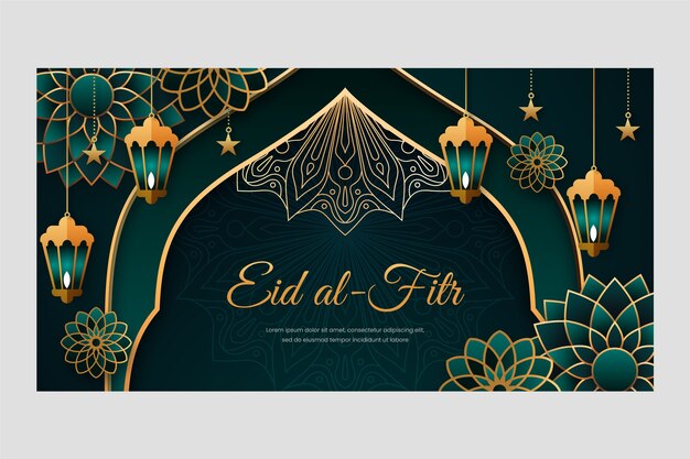 Gradient eid al-fitr social media post template