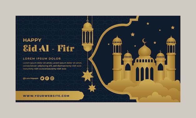 Gradient eid al-fitr social media promo template