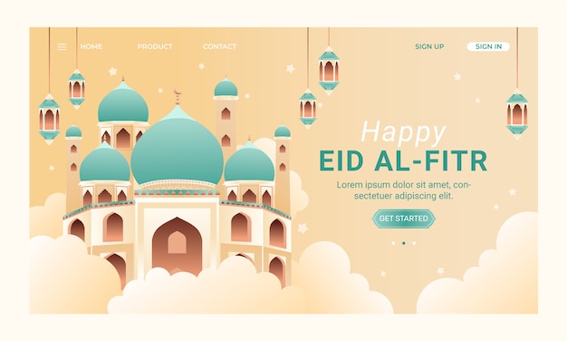 Gradient eid al-fitr template design