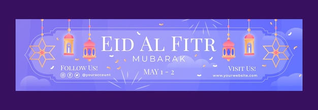 Free Vector gradient eid al-fitr twitch banner