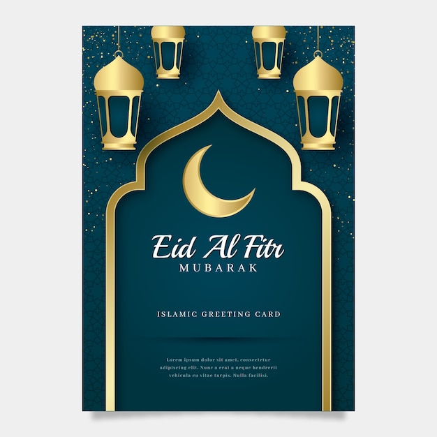 Gradient eid al-fitr vertical poster template