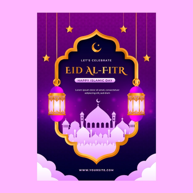 Gradient eid al-fitr vertical poster template