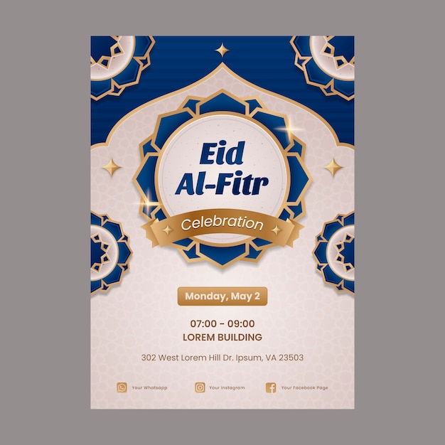 Free Vector gradient eid al-fitr vertical poster template