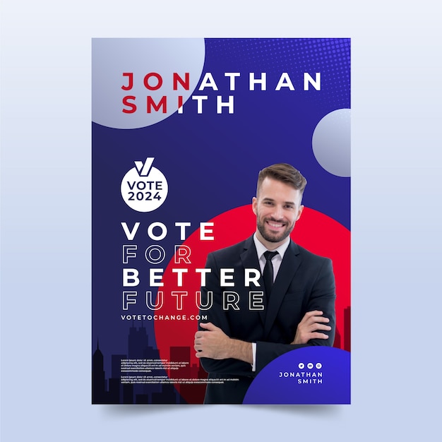 Free vector gradient election poster postertemplate