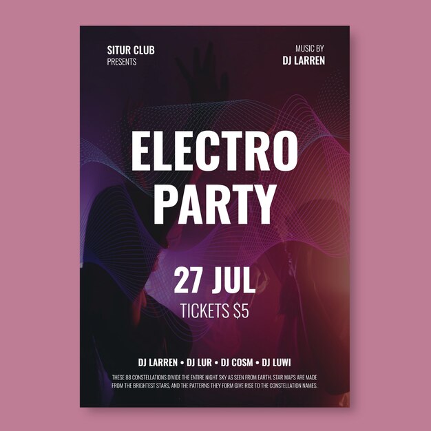 Gradient electro dj party poster