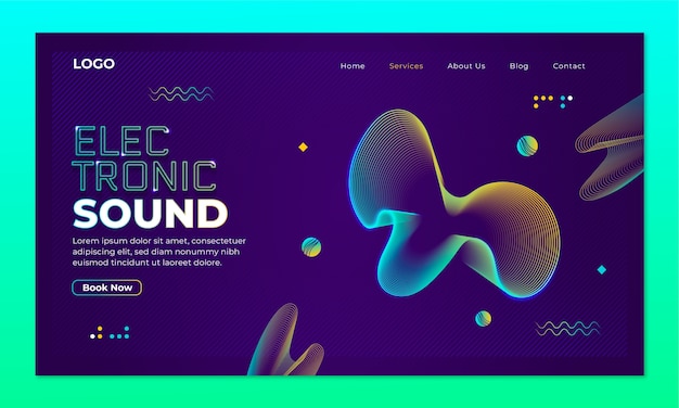 Gradient electronic music landing page template