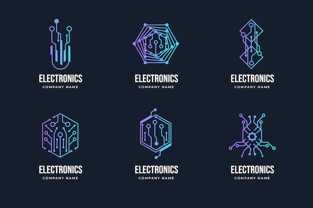 Free Vector gradient electronics logo collection