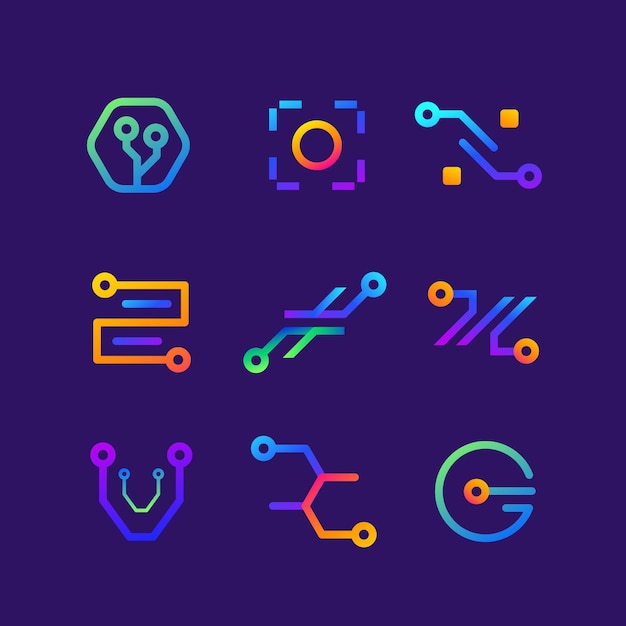 Free Vector gradient electronics logo collection