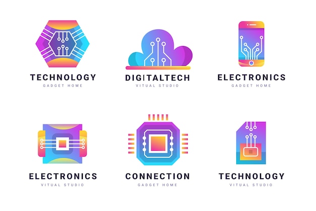 Free Vector gradient electronics logo collection