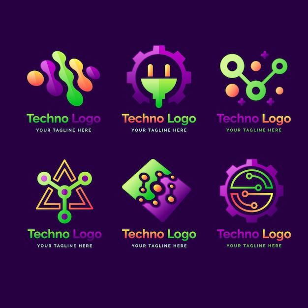 Free Vector gradient electronics logo collection