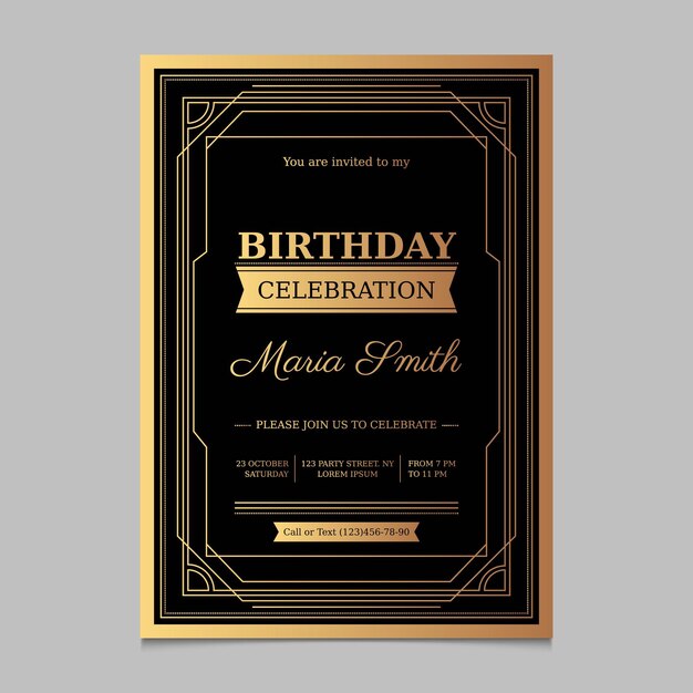 Gradient elegant birthday invitation