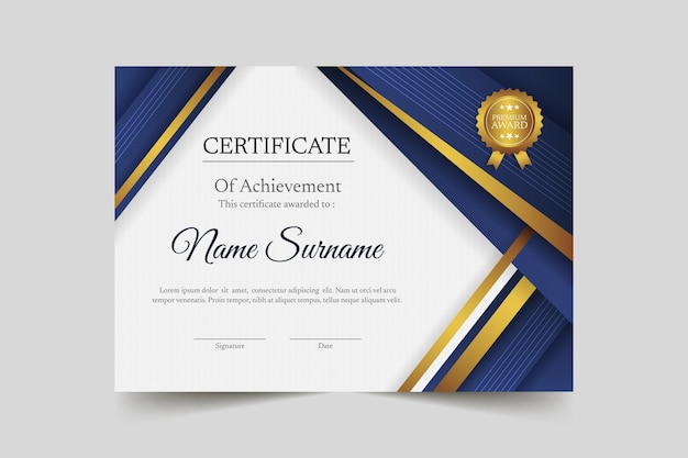 Gradient elegant certificate of achievement template