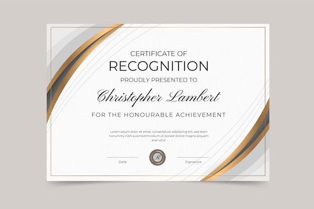 Gradient elegant certificate of recognition