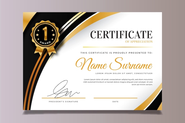 Gradient elegant certificate template