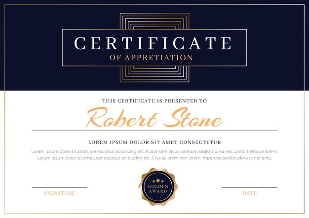 Gradient elegant certificate template