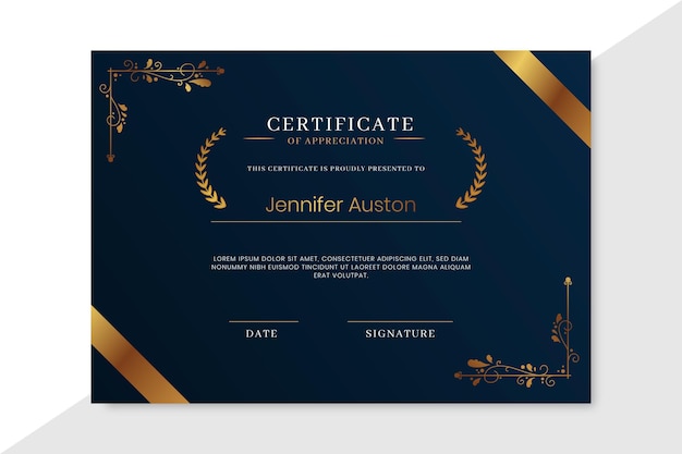 Gradient elegant certificate template