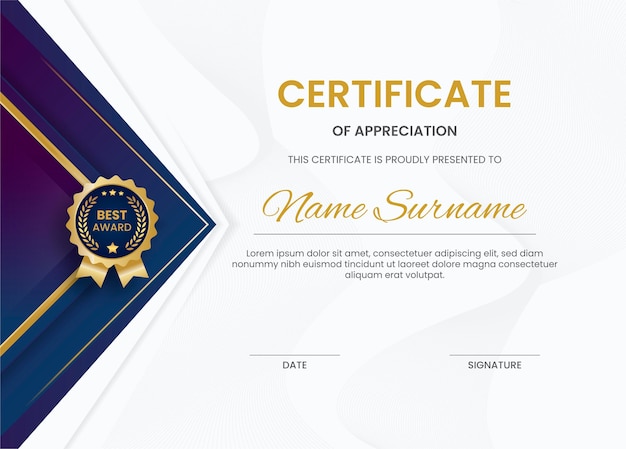 Gradient elegant certificate template