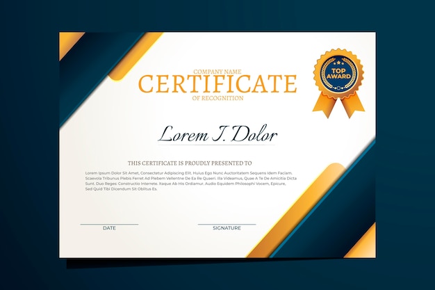 Gradient elegant certificate template