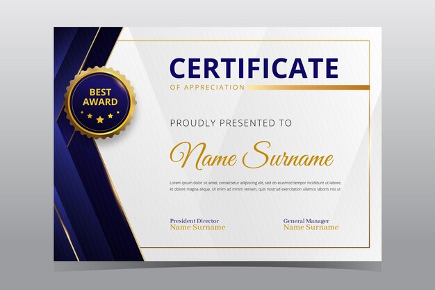 Gradient elegant certificate template