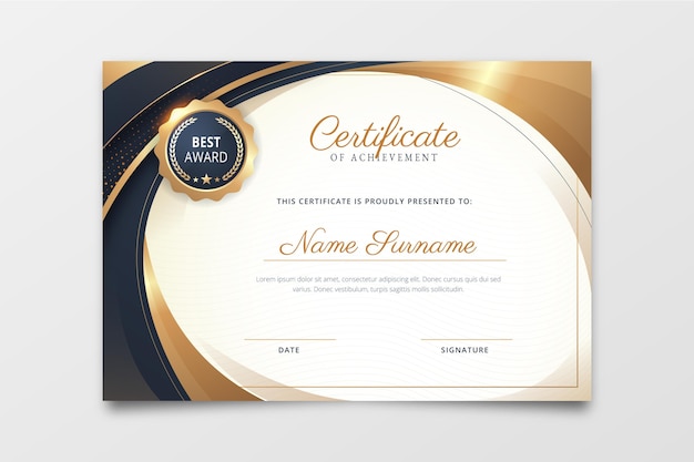 Gradient elegant certificate template