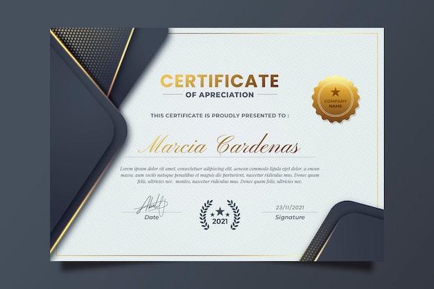 Gradient elegant certificate with golden details