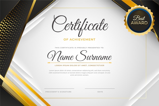 Gradient elegant certificate with golden details